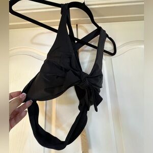 Albion matte black top knot swim top